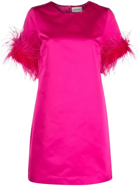 P.A.R.O.S.H. feather-trim satin dress