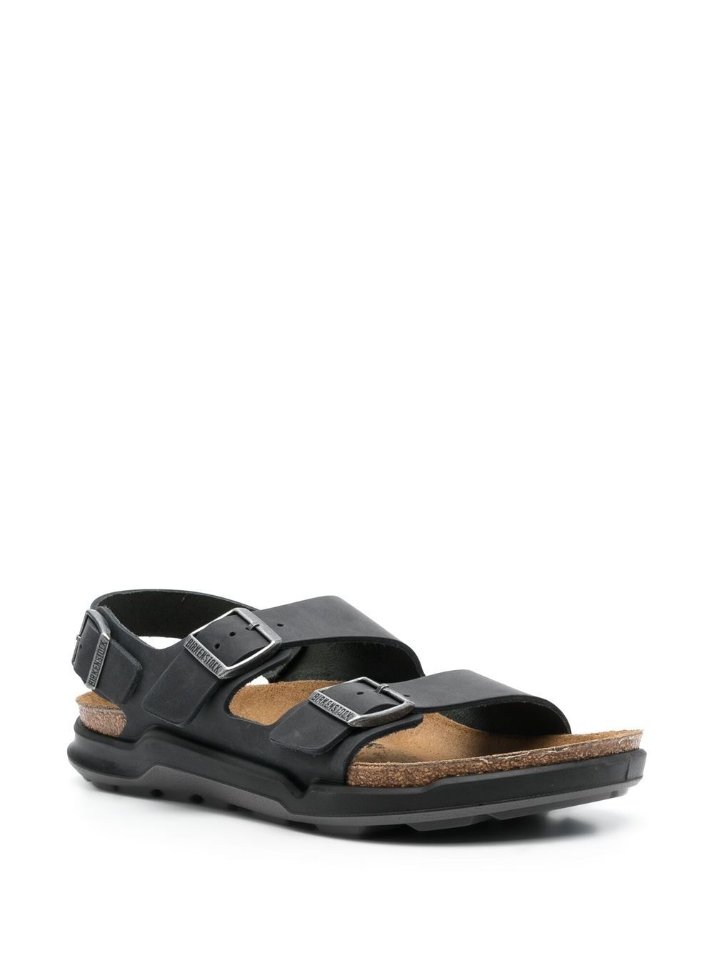 Shop Birkenstock Milano Leather Sandals In Black