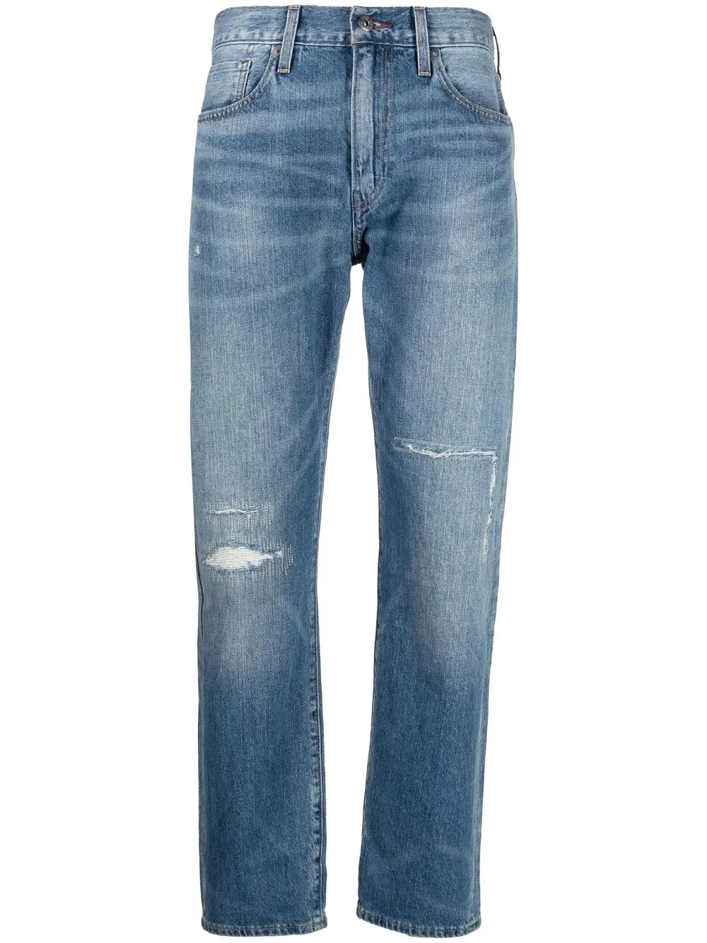 

Levi's: Made & Crafted ripped-detail straight-leg jeans - Blue