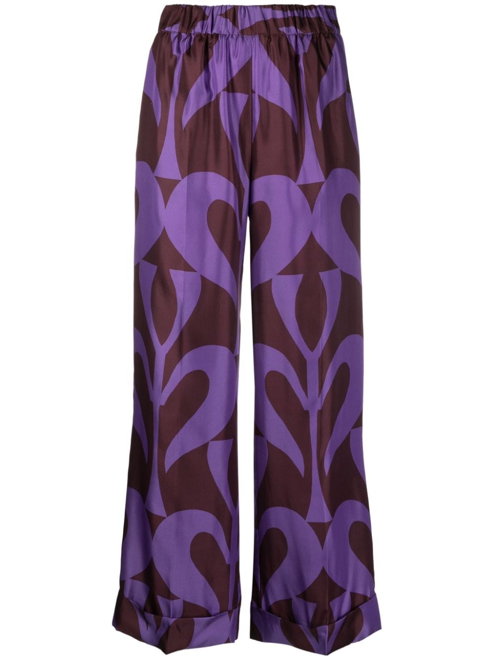 P.a.r.o.s.h Graphic-print High-waisted Trousers In Brown