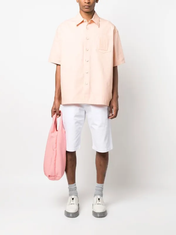 Raf Simons logo-patch Cotton Shirt | Orange | FARFETCH