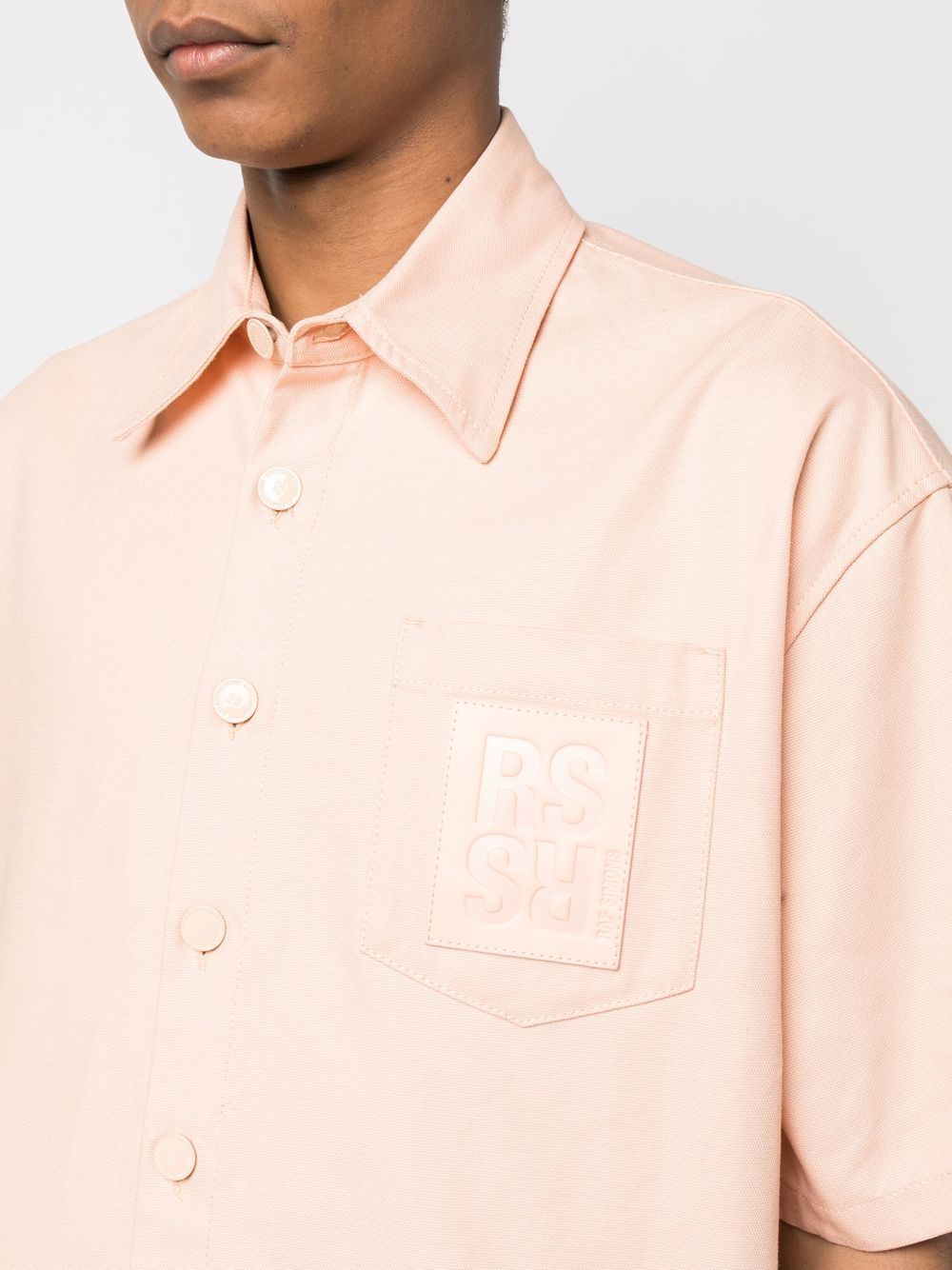 Shop Raf Simons Logo-patch Cotton Shirt In 橘色