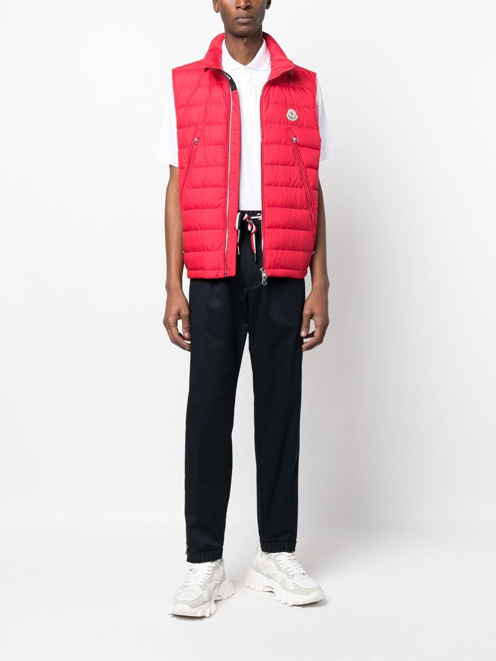 Shop Moncler Logo-patch Padded Vest In Red