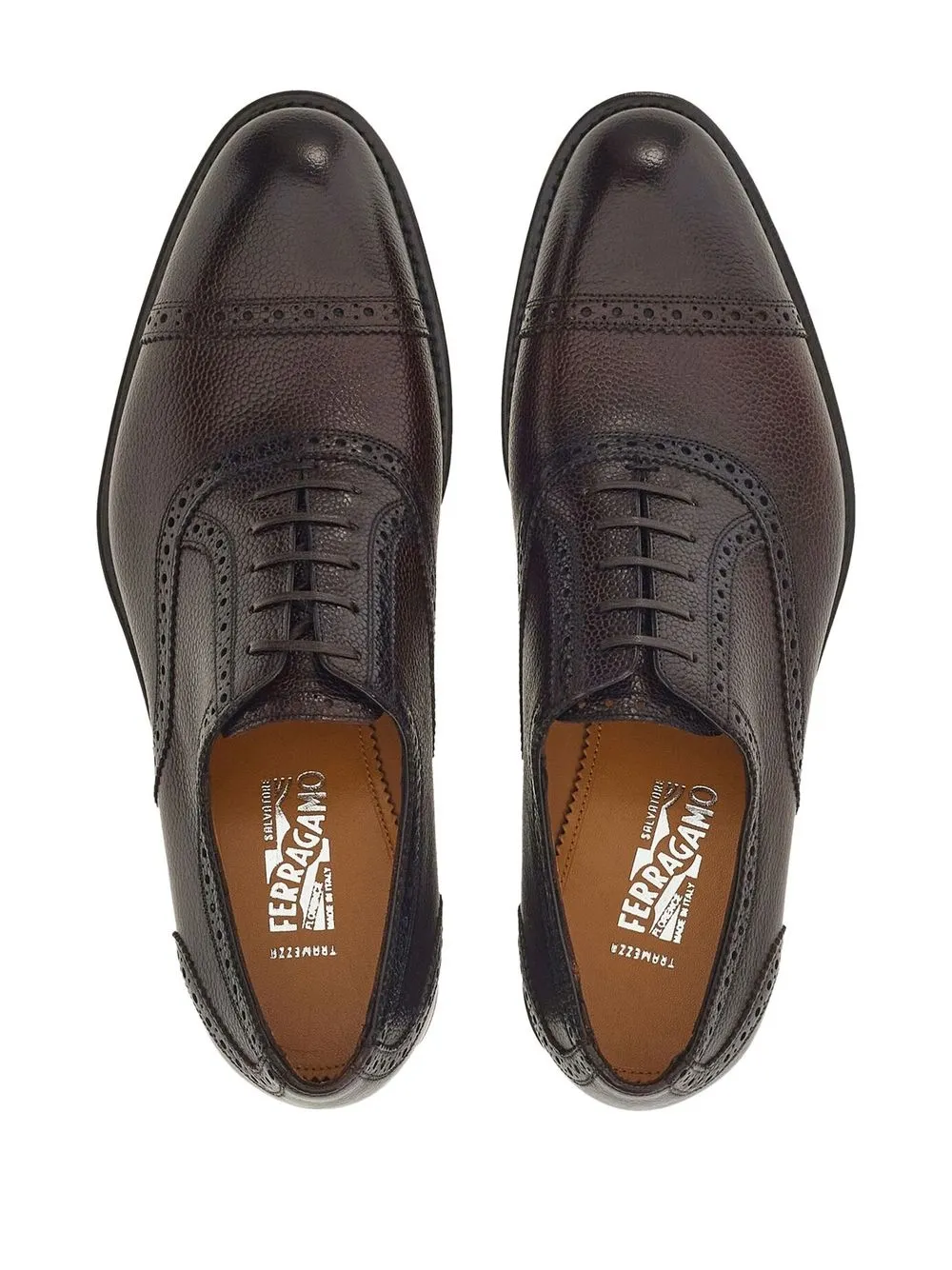 Shop Ferragamo Lace-up Leather Brogues In Brown