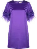 P.A.R.O.S.H. feather-trim satin dress - Purple