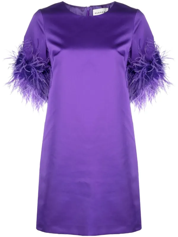 purple feather trim dress Helena Purple Feather trim dress Size XS - $300