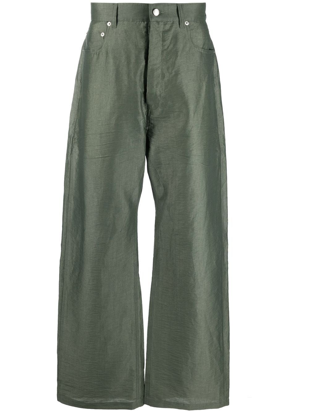 Rick Owens Geth Wide-leg Linen-blend Trousers In Green