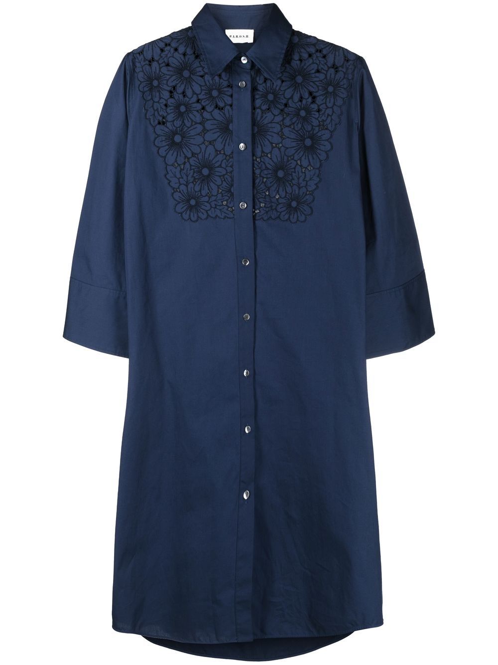 P.a.r.o.s.h Broderie-anglaise Shirt Dress In Blau