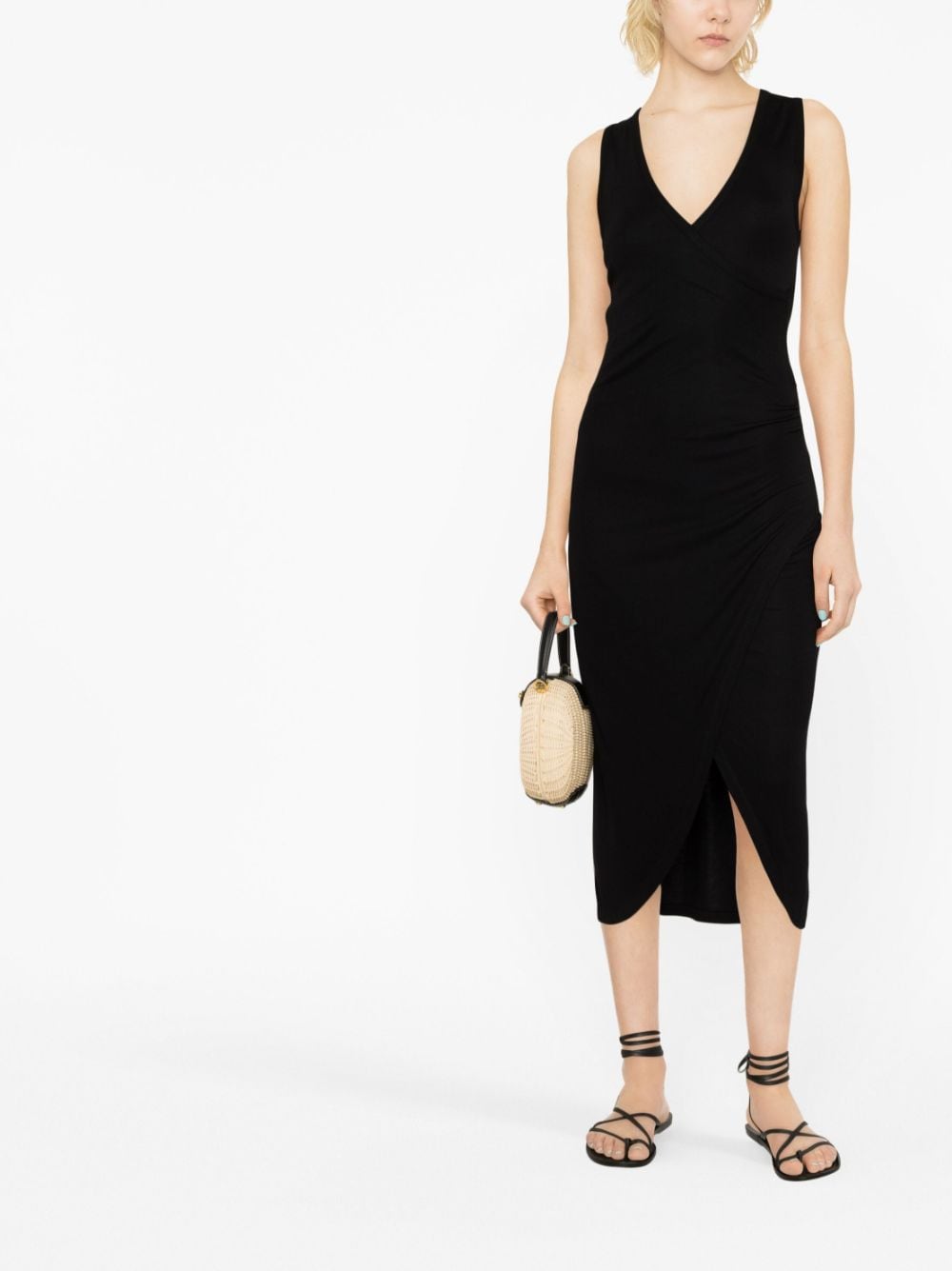 IRO Cindyaspe v-neck midi dress - Zwart