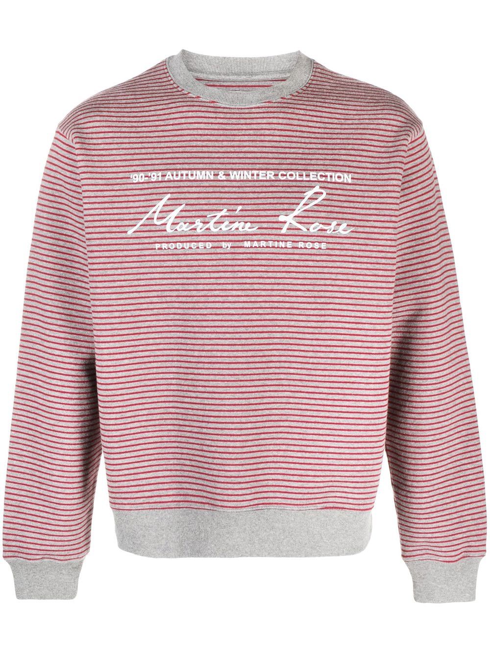 Shop Martine Rose Logo-print Striped Sweatshirt In Red