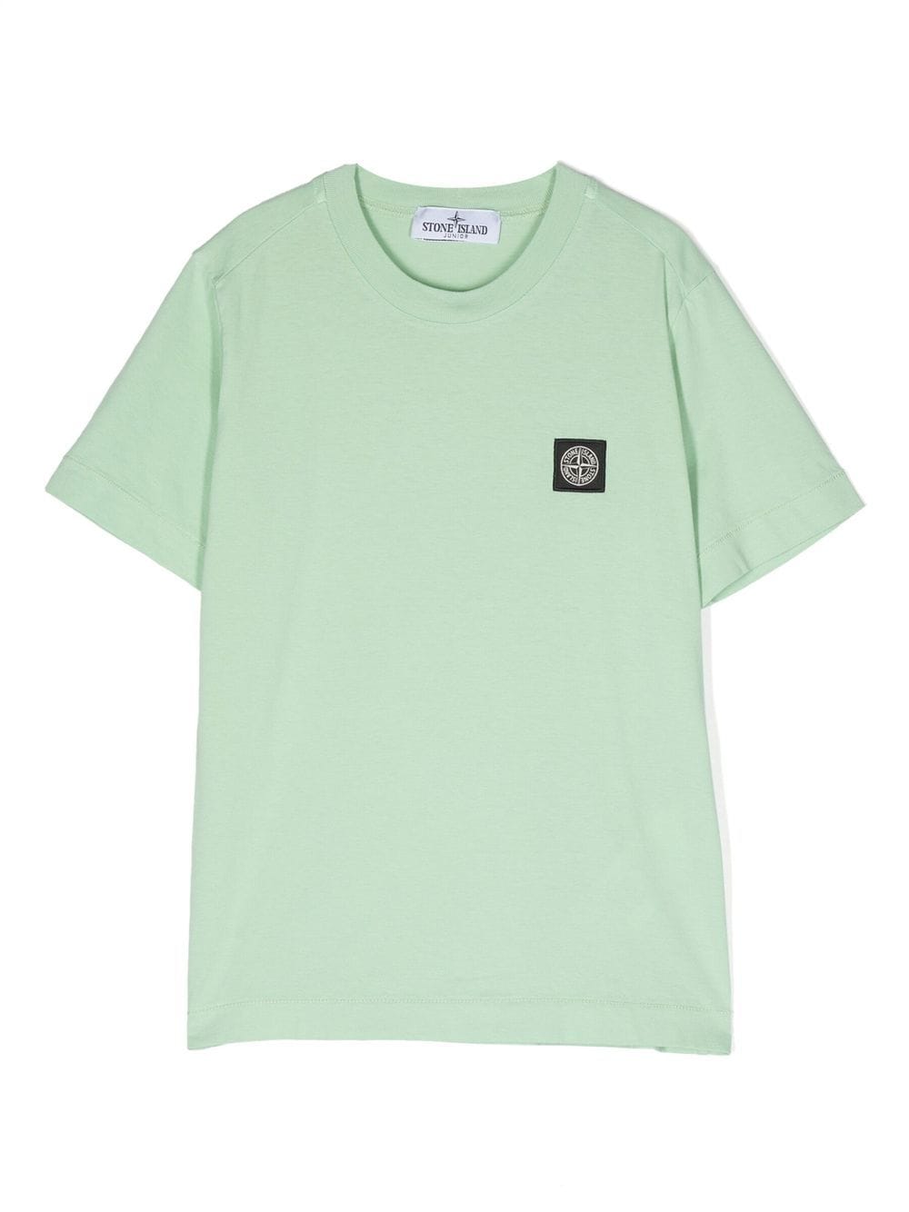 Stone Island Junior Compass-logo Cotton T-shirt In Grün