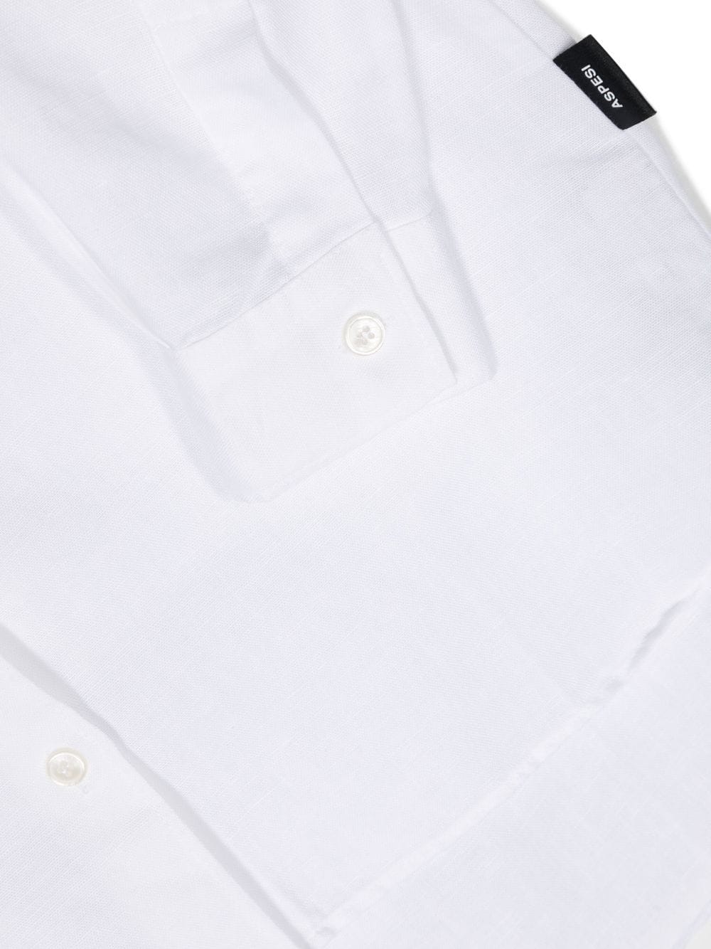 Shop Aspesi Band-collar Cotton Shirt In White
