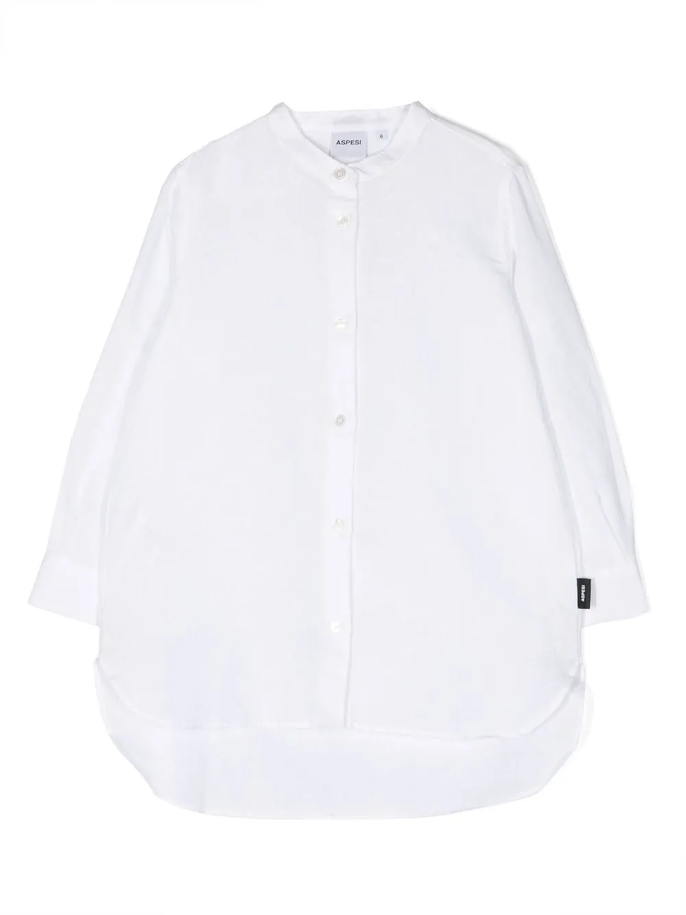 Aspesi Kids' Band-collar Cotton Shirt In White
