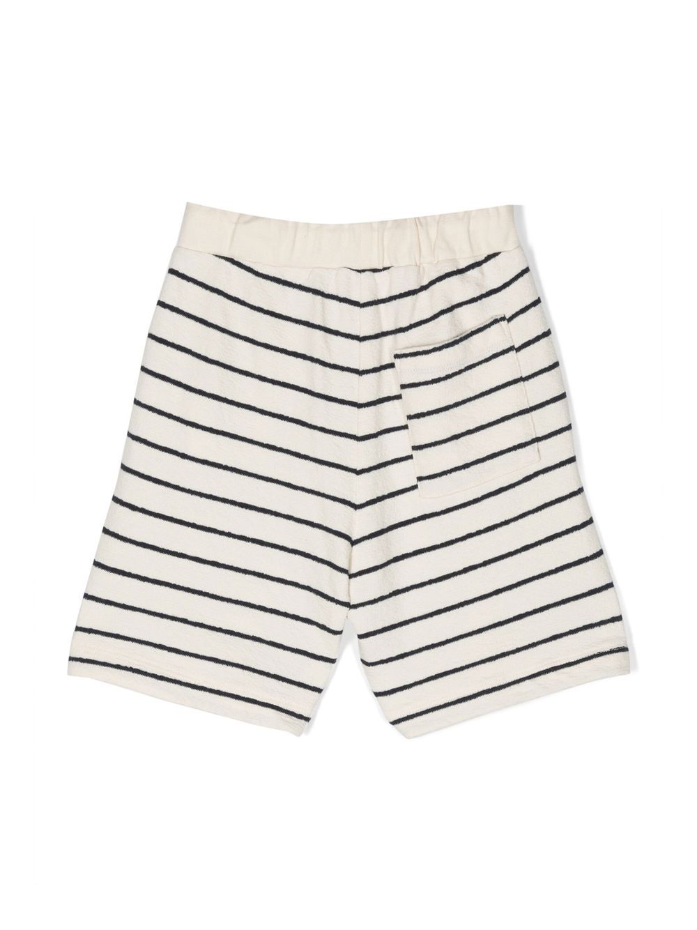 Shop Aspesi Stripe-print Cotton Track Shorts In Neutrals