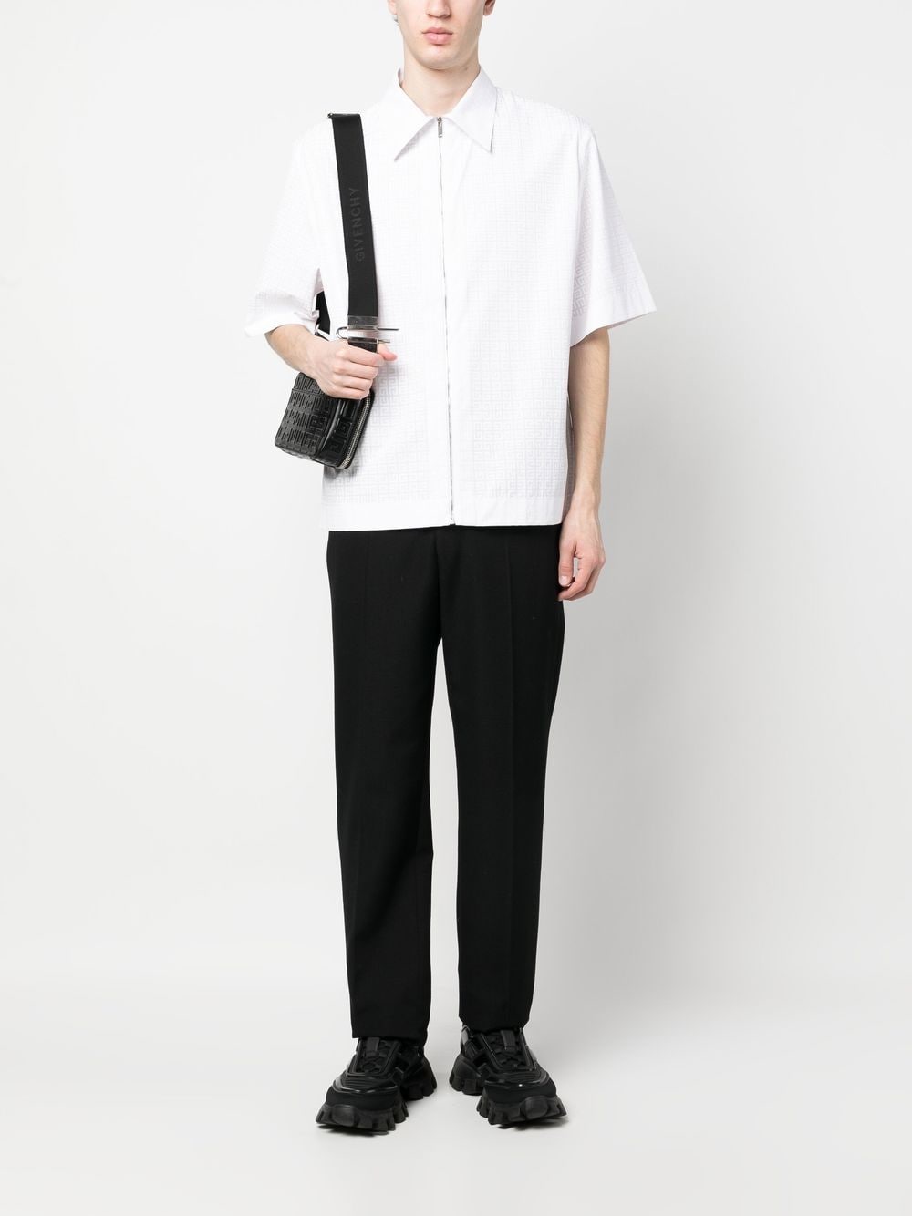 Shop Givenchy Zip-up Cotton Shirt In White