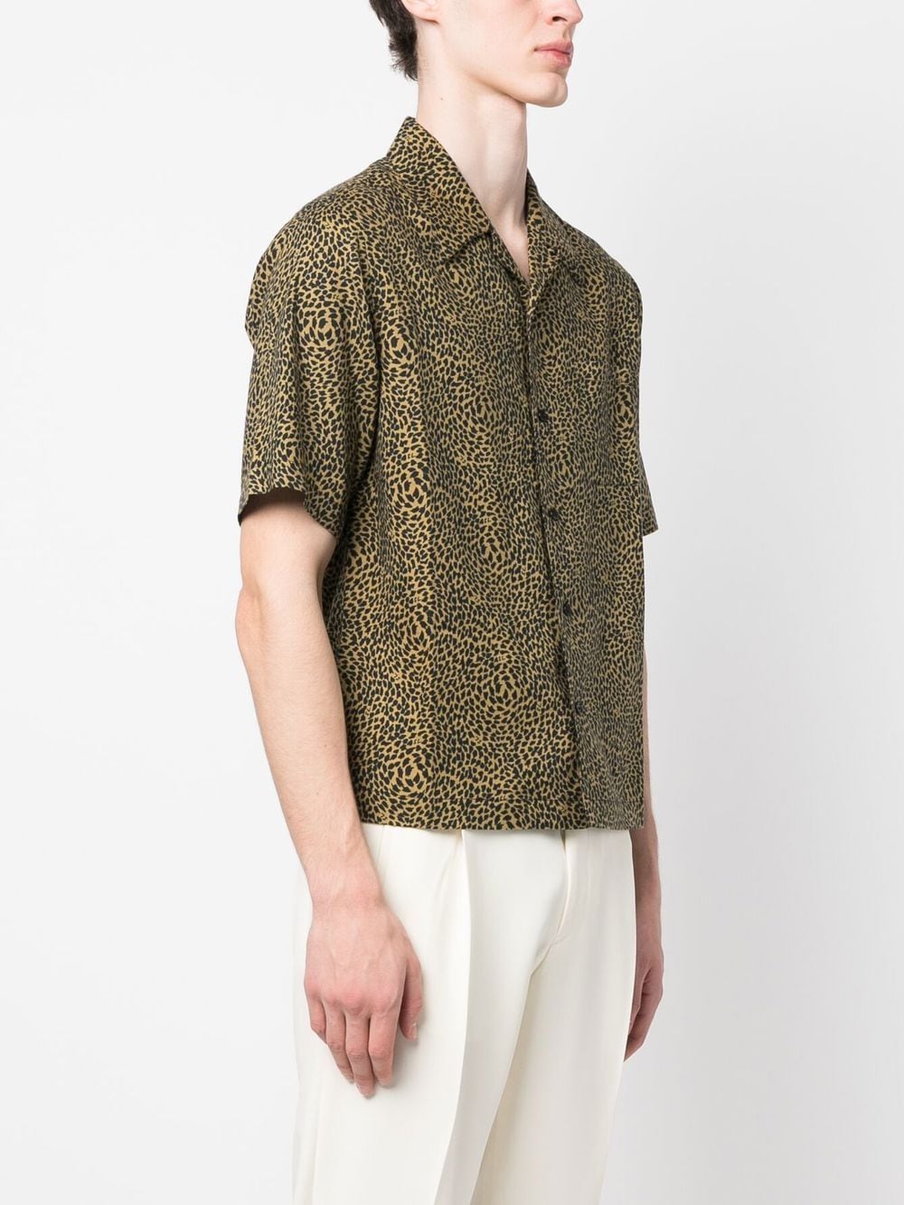 Shop Saint Laurent Leopard-print Short-sleeved Shirt In Nude