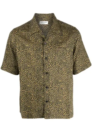 Saint Laurent leopard-print short-sleeved Shirt - Farfetch