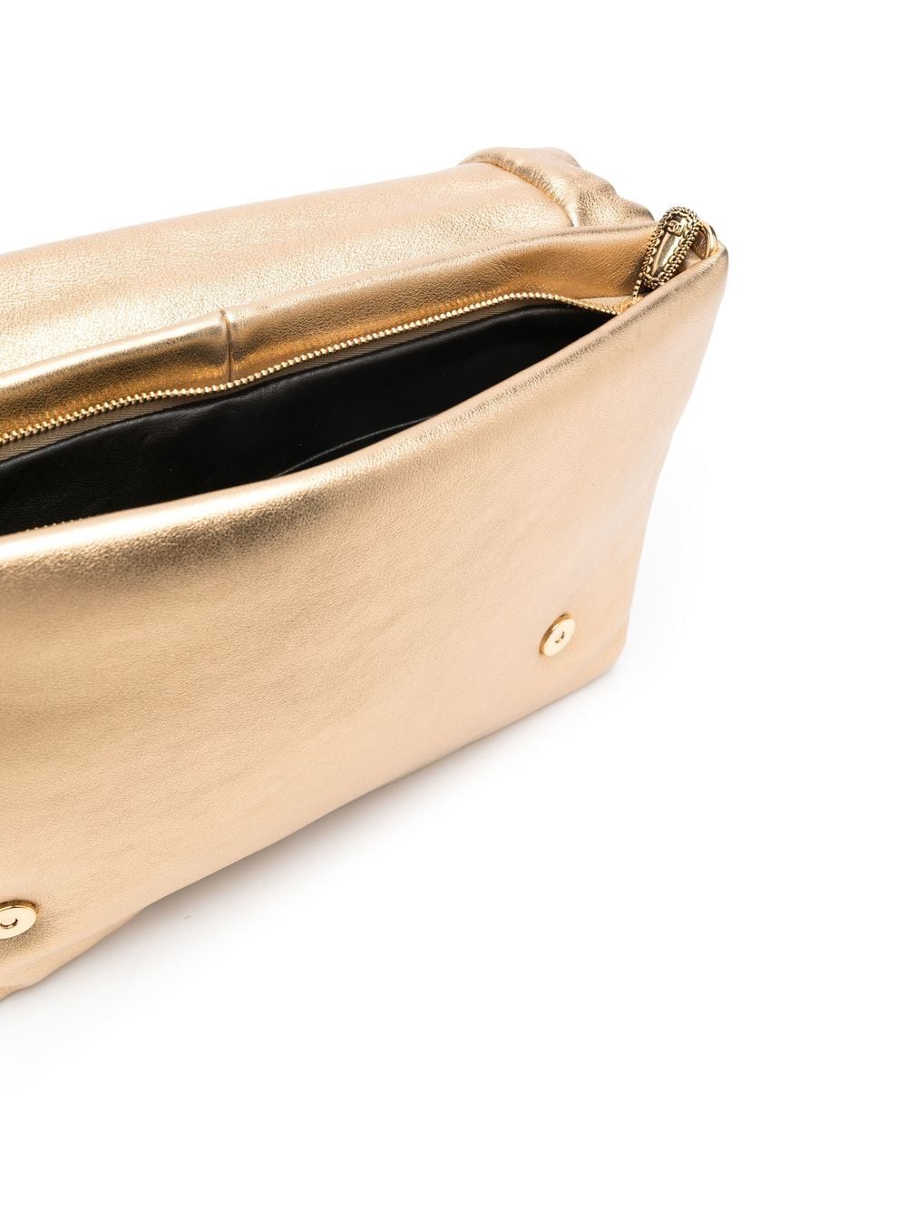 Shop Dolce & Gabbana Medium Devotion Soft Foiled Clutch In Gold