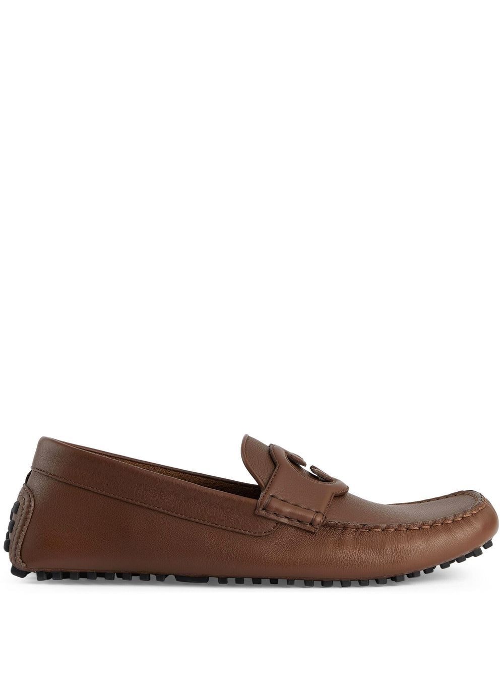Gucci Interlocking G Driving Shoes In Brown