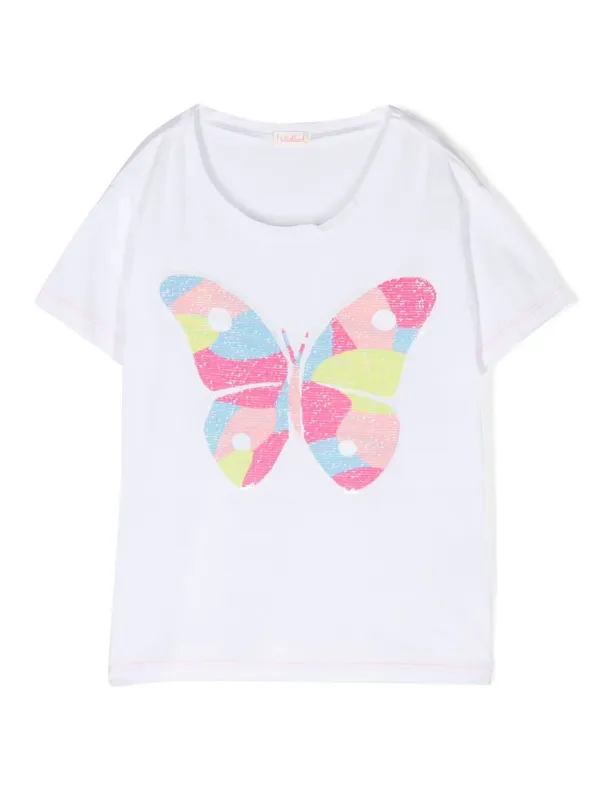 Billieblush butterfly-print round-neck T-shirt - Farfetch