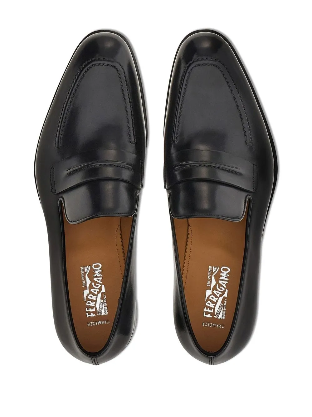 Ferragamo Slip-on Leather Penny Loafers In Schwarz
