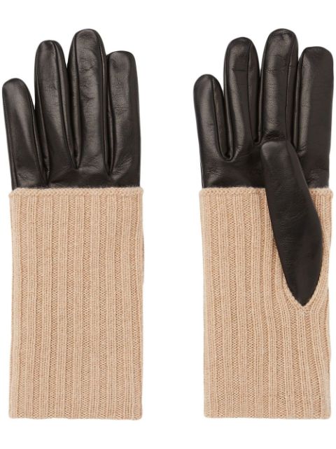 Ferragamo ribbed-detail leather gloves