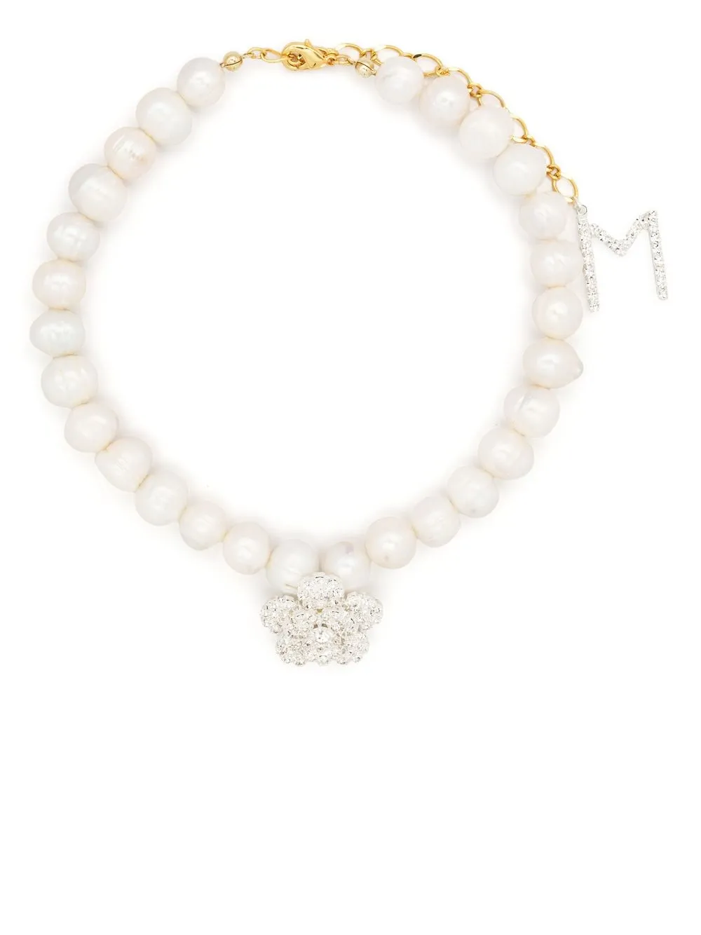 

Magda Butrym crystal-embellished pearl charm necklace - White