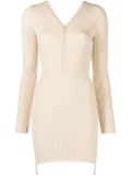 Courrèges ribbed-knit zip-up dress - Neutrals