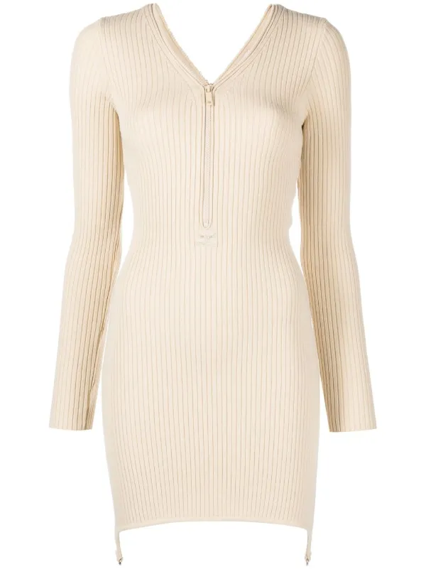 open lace back dress Ribbed Zip Up Turtleneck Dress | ROSETTA GETTY