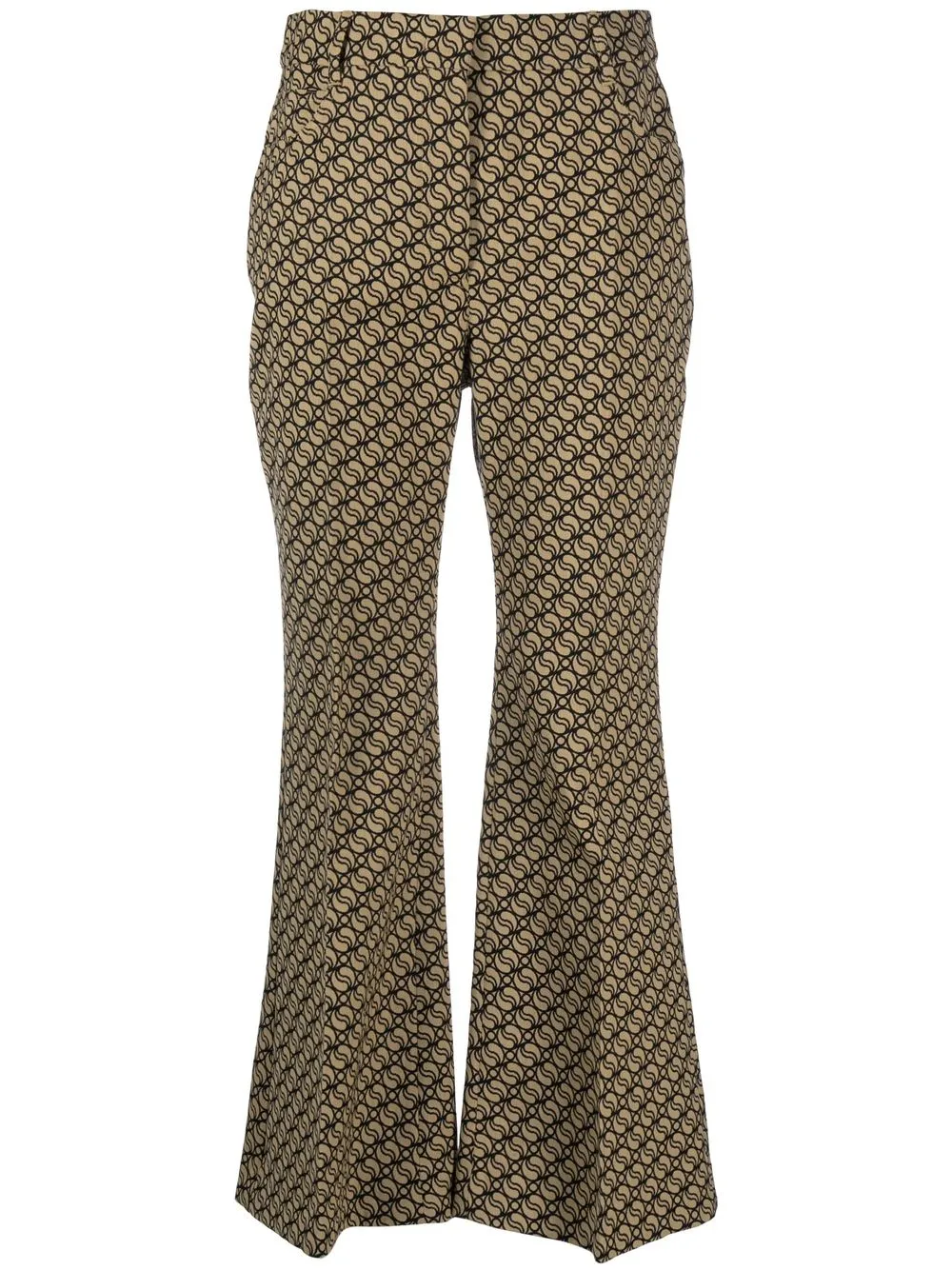 

Stella McCartney geometric-print flared cropped trousers - Brown