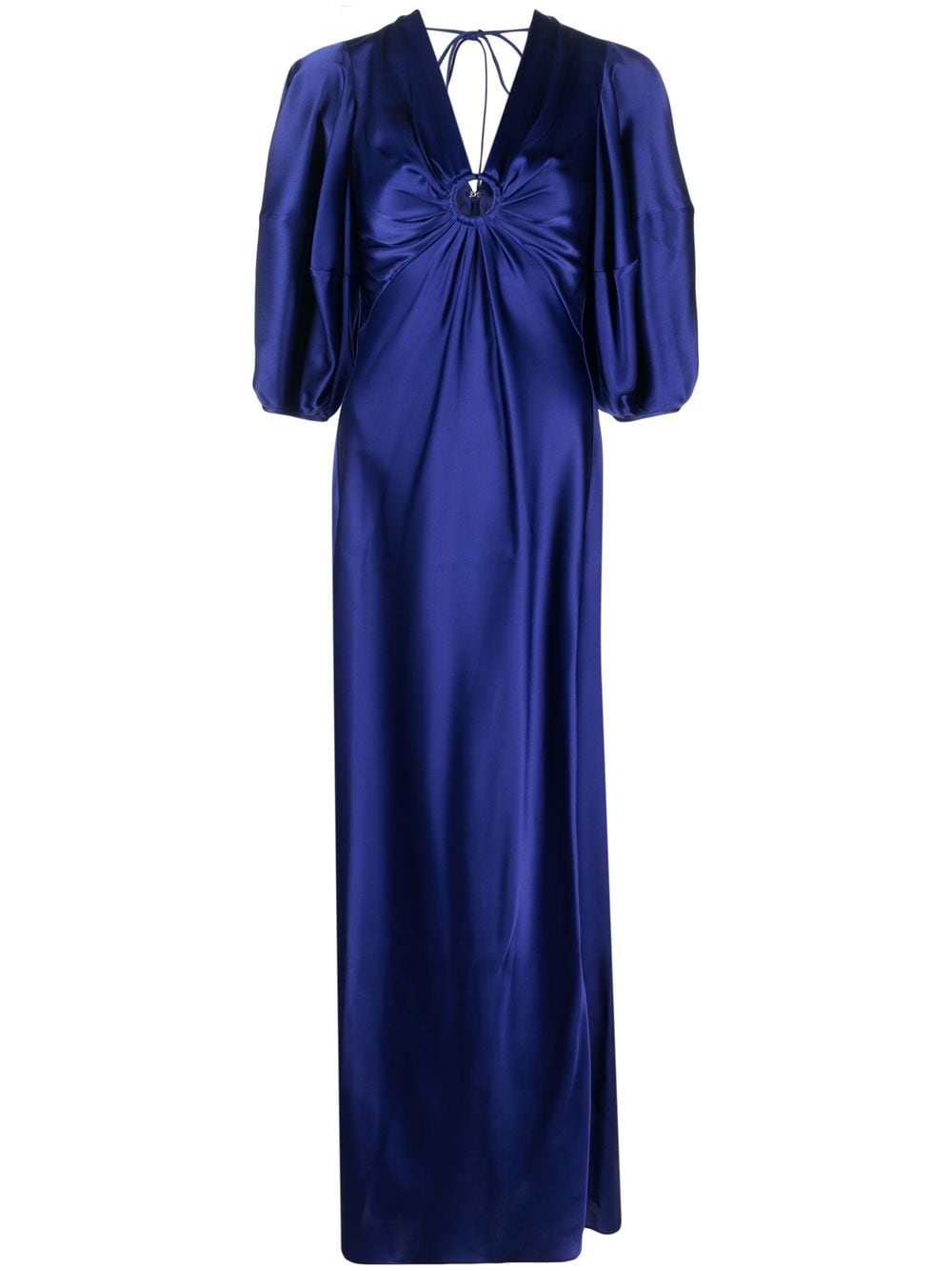 Stella Mccartney Deep V-neck Satin Maxi Dress In Sapphire Blue