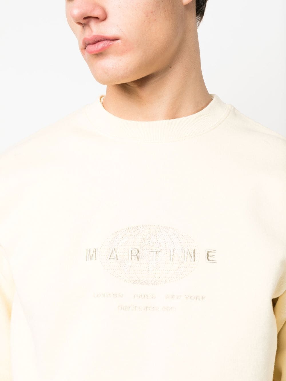 Shop Martine Rose Embroidered-logo Cotton Sweatshirt In Gelb