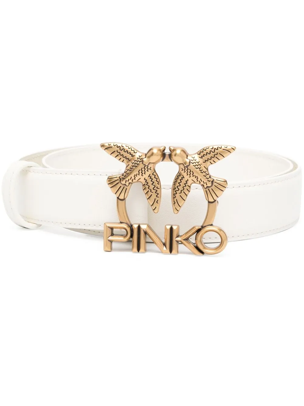 

PINKO leather logo-plaque belt - White