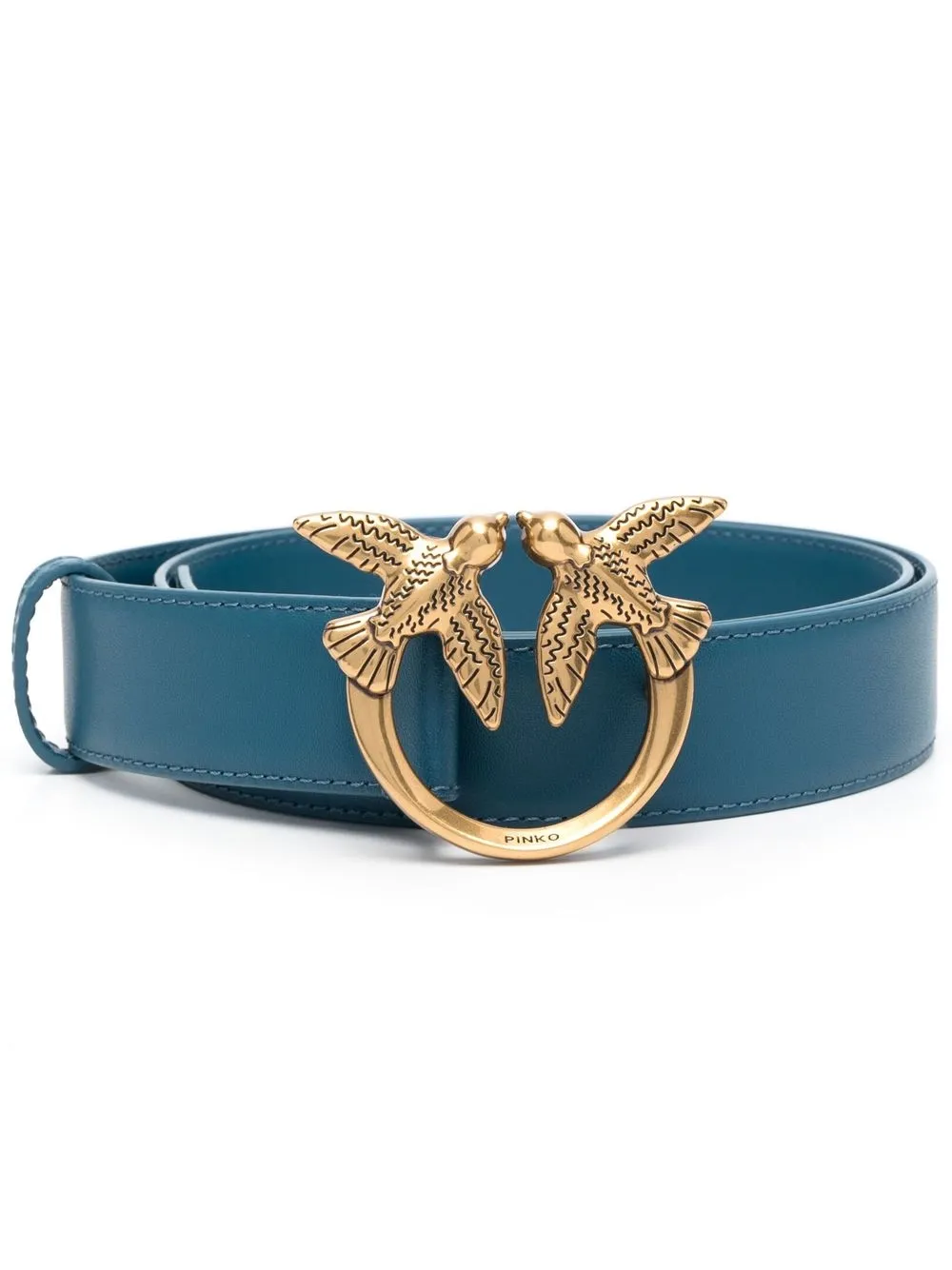 

PINKO leather logo-plaque belt - Blue