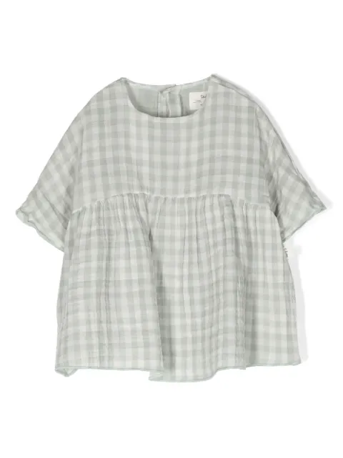 TEDDY & MINOU checkerboard-print empire blouse