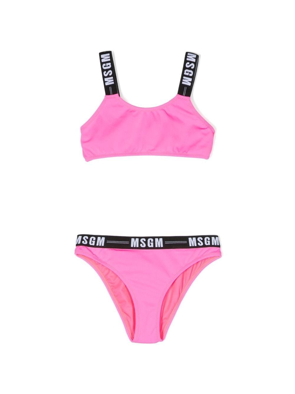 msgm kids bikini à logo imprimé - rose