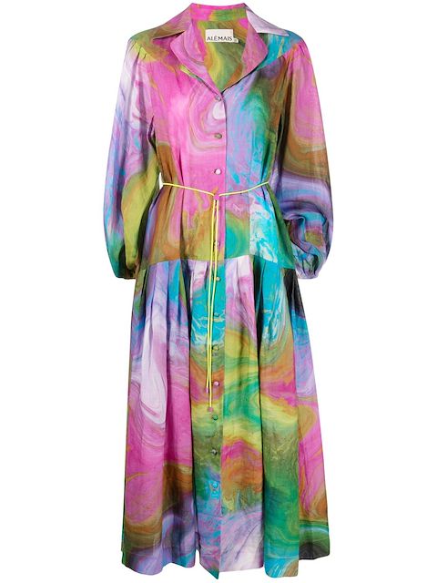 ALEMAIS tie-dye balloon-sleeved dress 