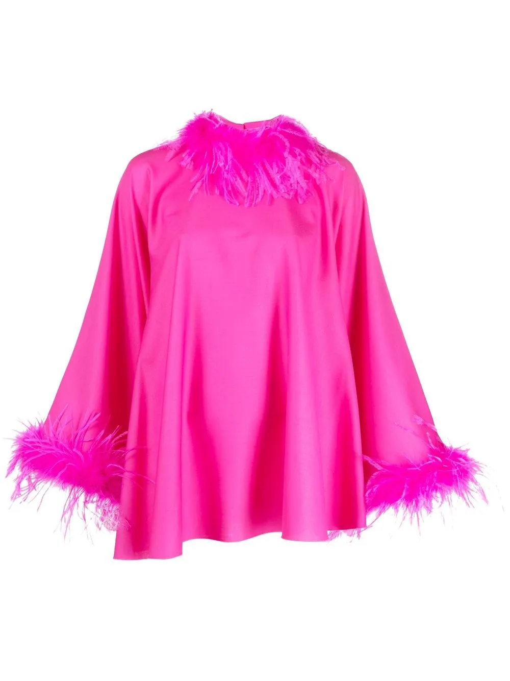 STYLAND feather-trim wide-sleeve blouse - Pink