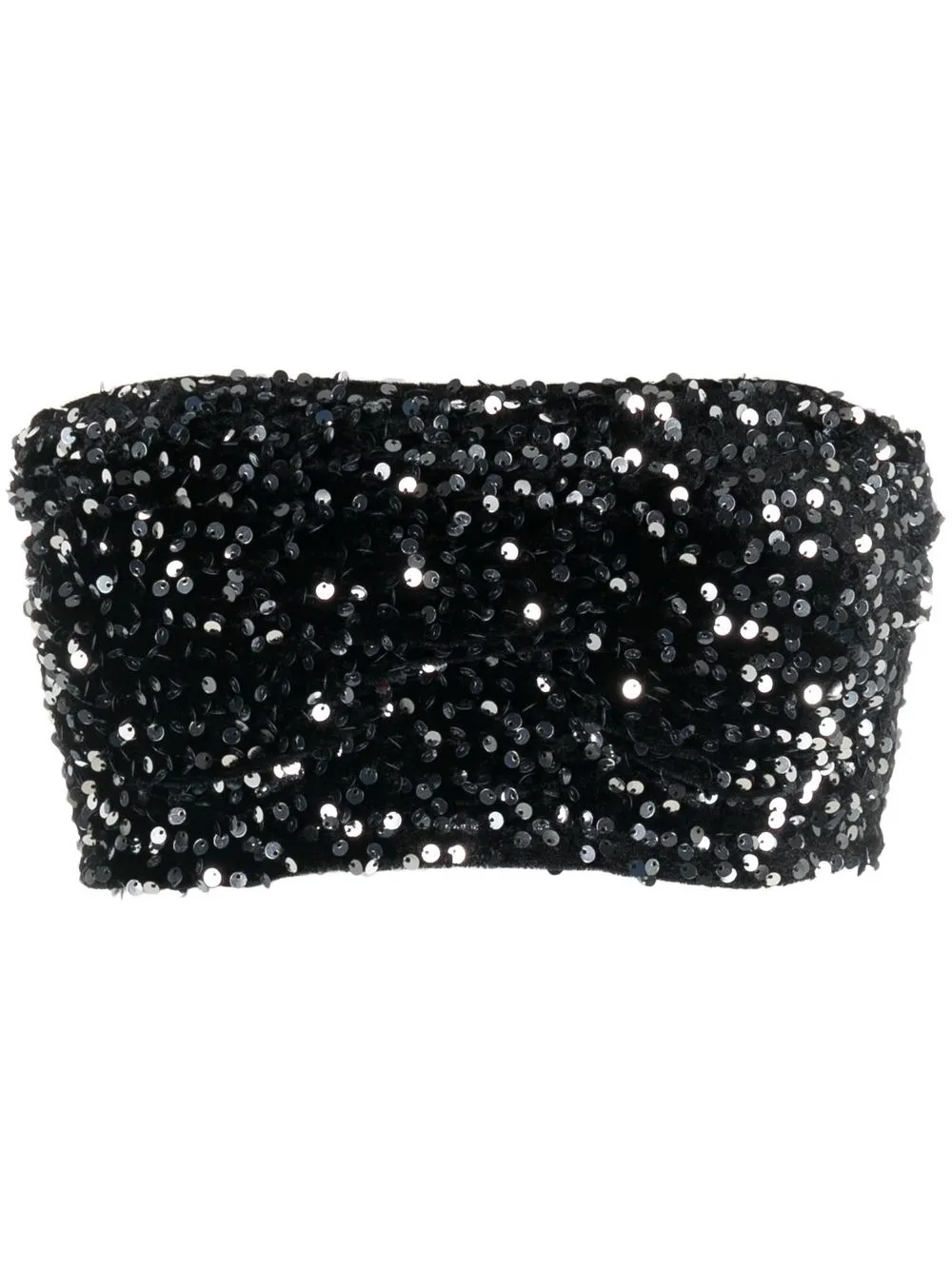 

STYLAND sequin strapless cropped top - Black