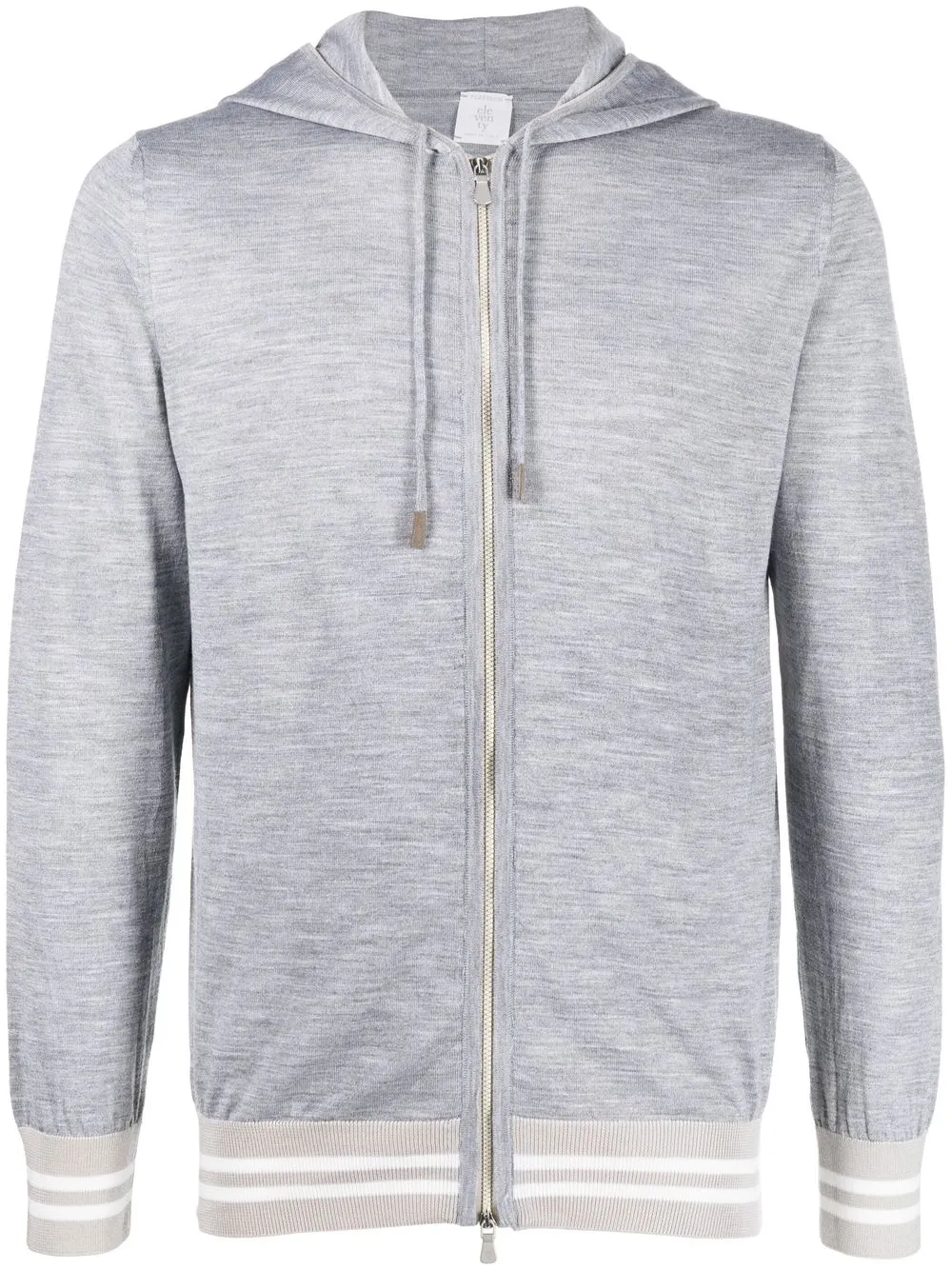 

Eleventy stripe-trim wool-silk blend hoodie - Grey