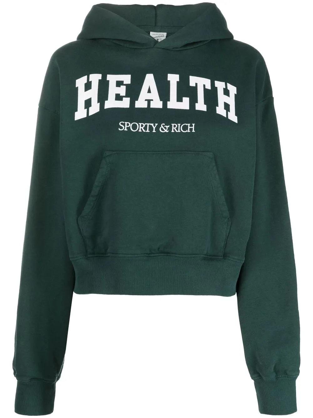 

Sporty & Rich health-print cropped cotton hoodie - Green