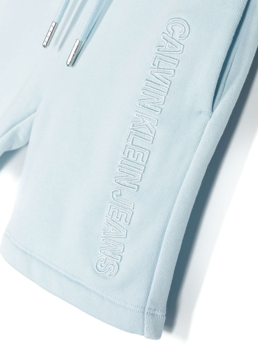 Shop Calvin Klein Logo-embroidered Drawstring Track Shorts In Blue