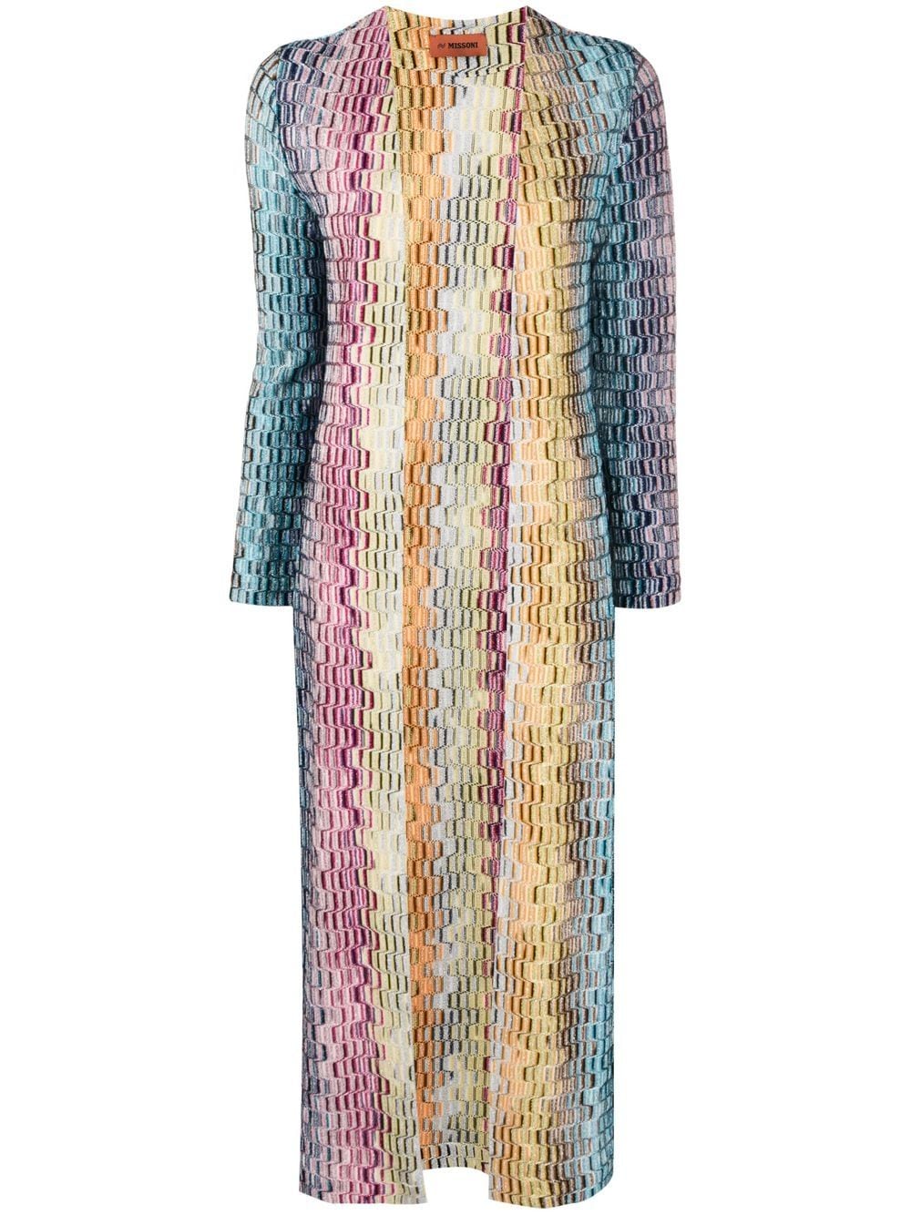 Missoni Knitted Long-sleeved Cardi-coat In Blau