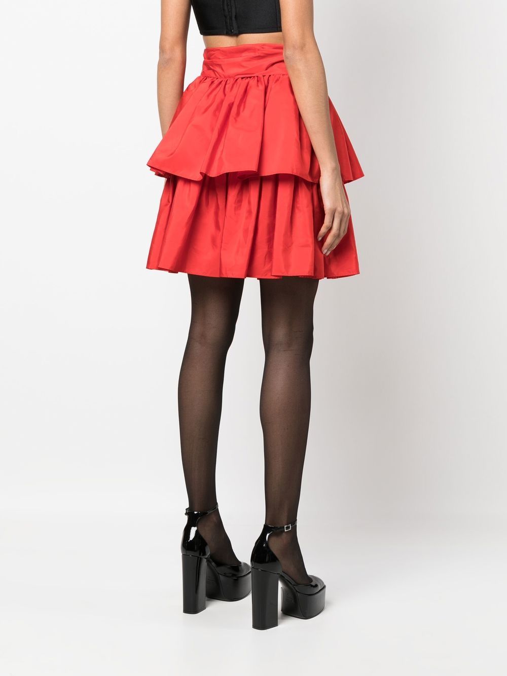 Pre-owned Saint Laurent Bow-detail Pleated Miniskirt In Red