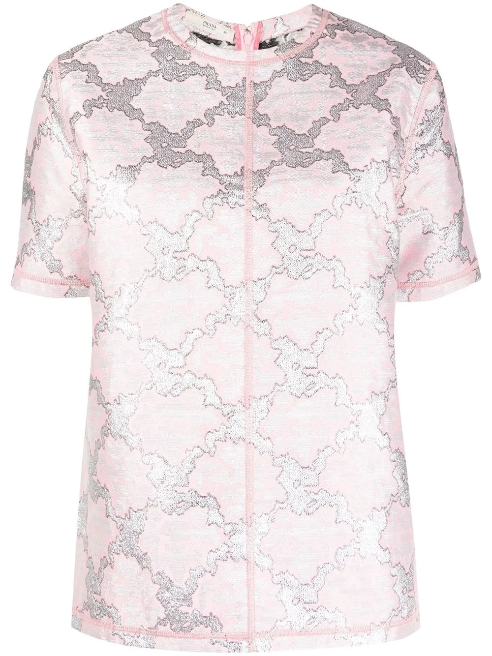 Pre-owned Prada Lurex-jacquard Short-sleeved T-shirt In Pink