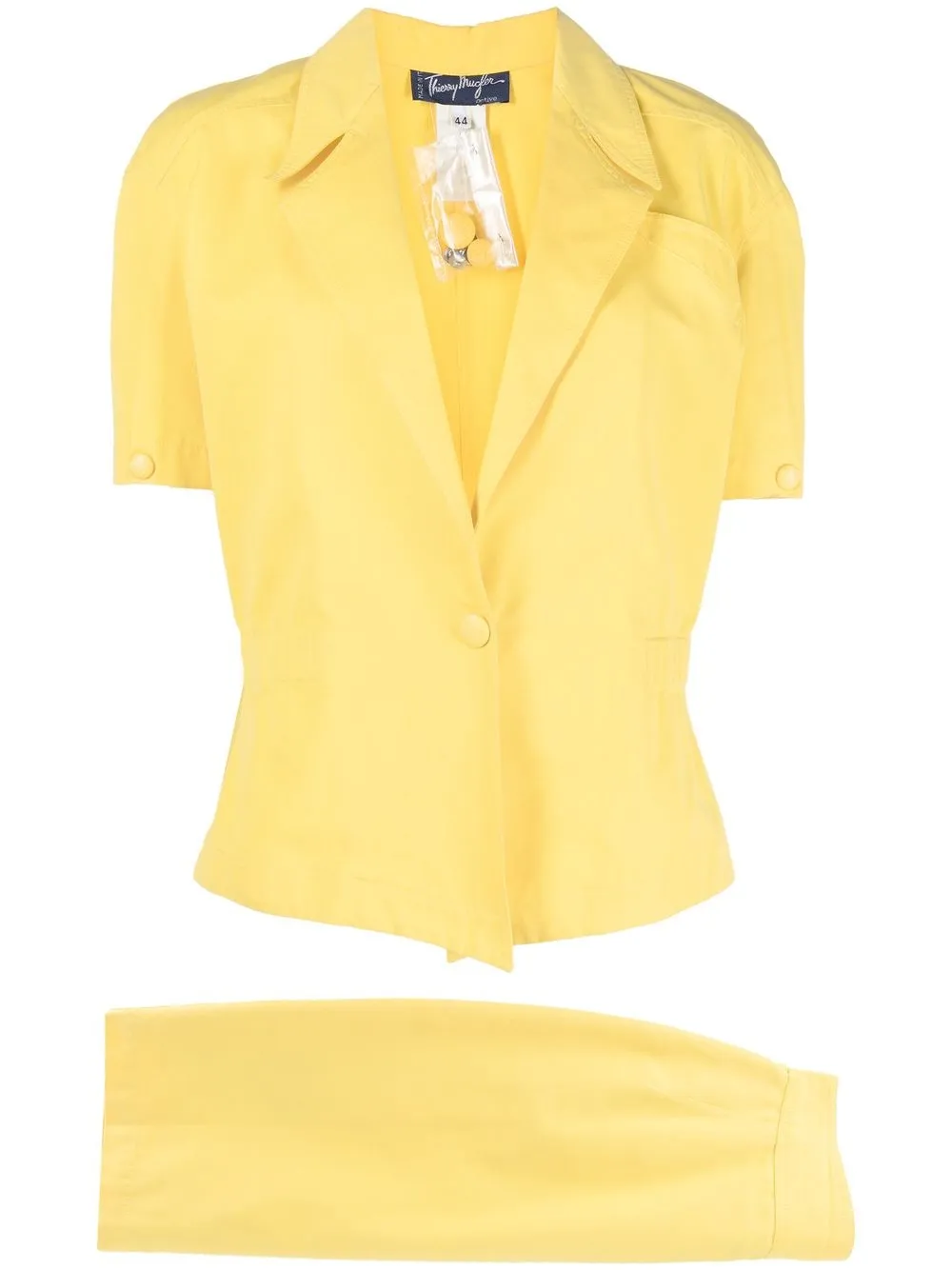 Pre-owned Mugler Denim Two-piece Skirt Suit In Yellow