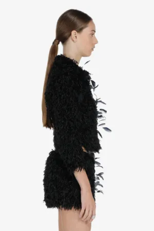 Embellished Faux-Shearling Jacket