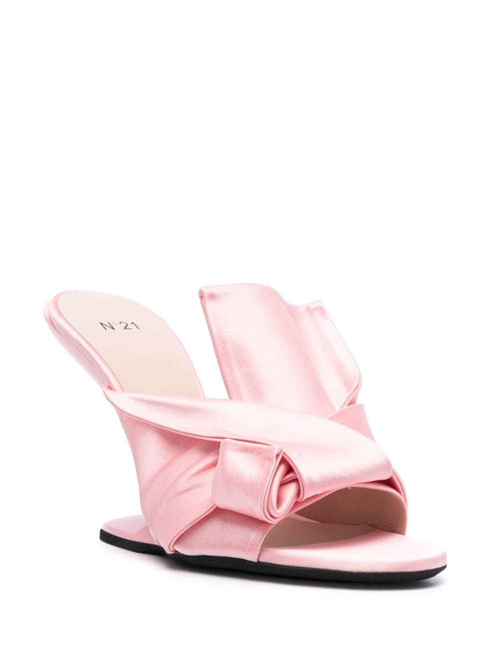 Shop N°21 Bow Houdini Satin Mules In Pink