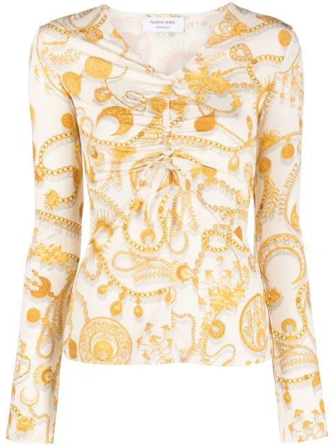 Marine Serre Ornament Moon-print long-sleeve top