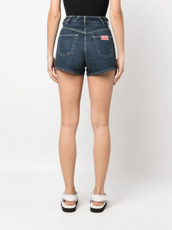 Kenzo logo-patch Denim Short Shorts | Blue | FARFETCH